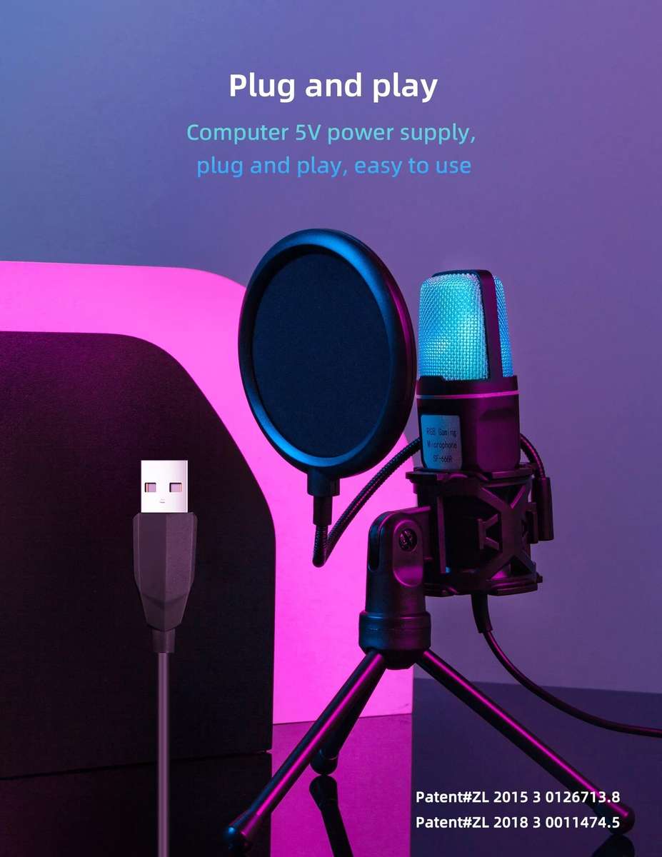 USB Condenser Microphone  5V Plug & Play  Omnidirectional  Carbon Steel Gooseneck  RG...