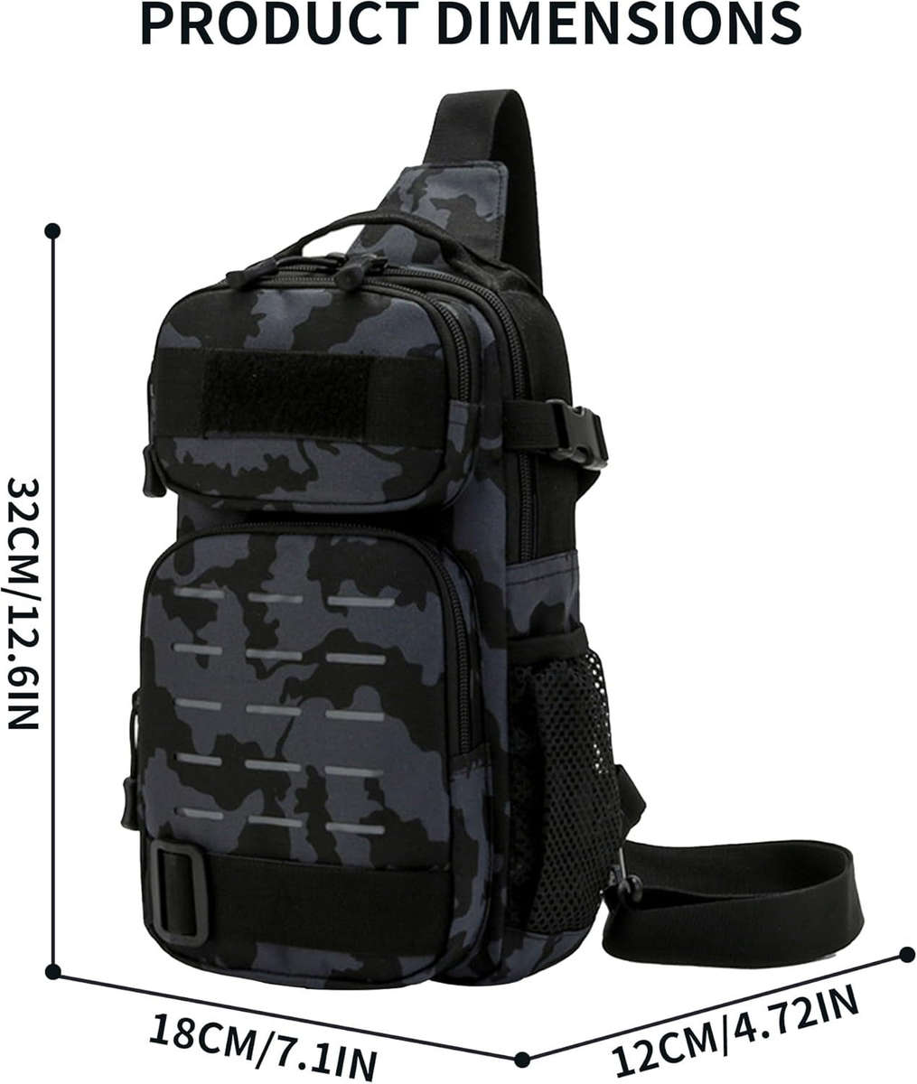Tactical Chest Sling Bag 18x12x32cm - 900D Nylon - Water-Repellent Black CP