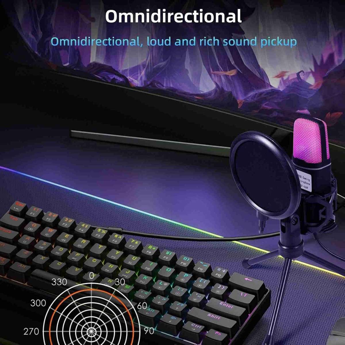 USB Condenser Microphone  5V Plug & Play  Omnidirectional  Carbon Steel Gooseneck  RG...