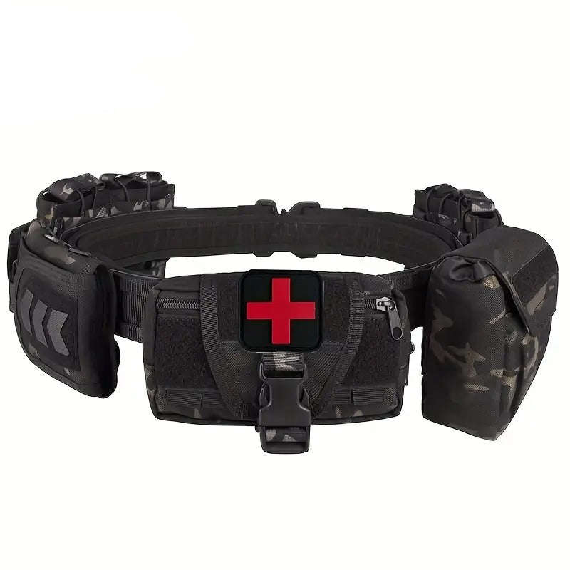 7-in-1 Tactical Battle Belt 1000D Nylon with Quick Release Buckle, Heavy Duty MOLLE Utility Belt ...