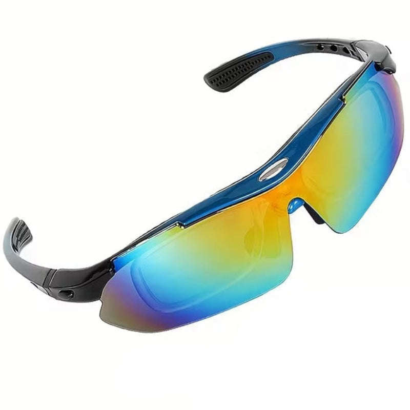 Sports Sunglasses 14cm UV400 PC Lens  Wraparound Impact-Resistant Eyewear  Blue