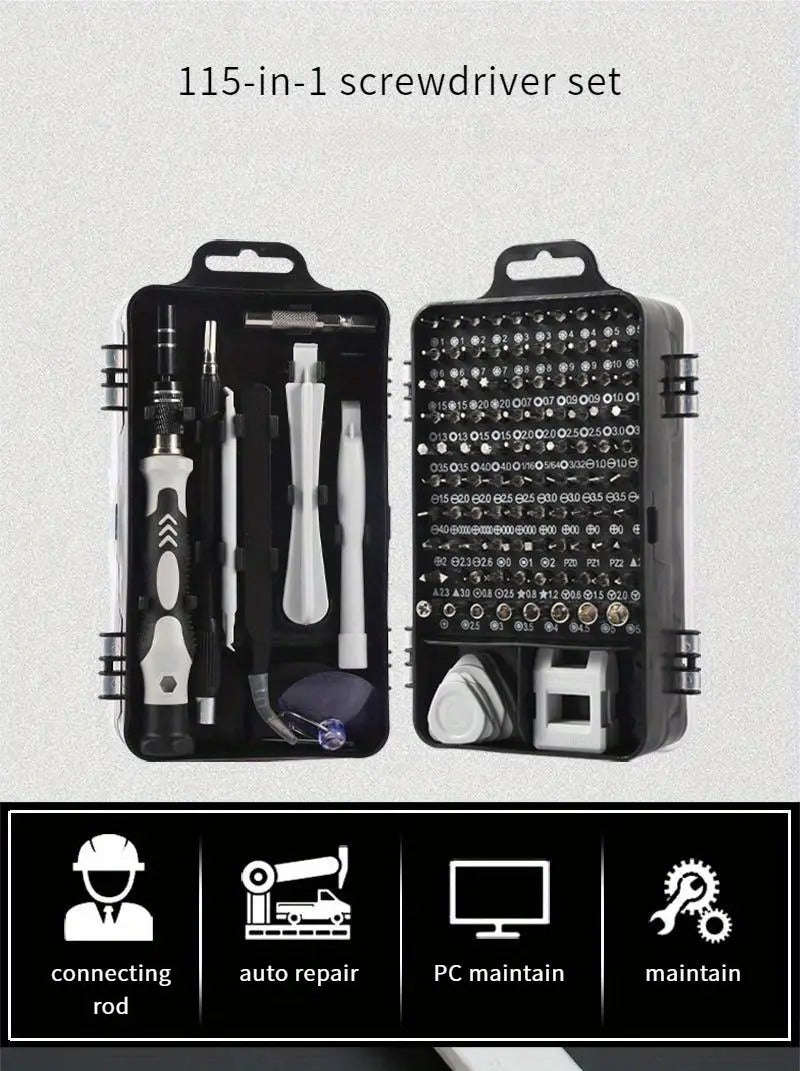 115-in-1 Precision Screwdriver Set  Multi-Bit Magnetic Repair Kit with Tweezers, Crowbars & Ca...