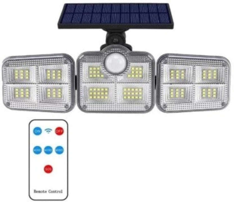 Outdoor Solar LED Floodlight 1000 Lumens  Motion Sensor 3-Head Design with Remote Control  ...