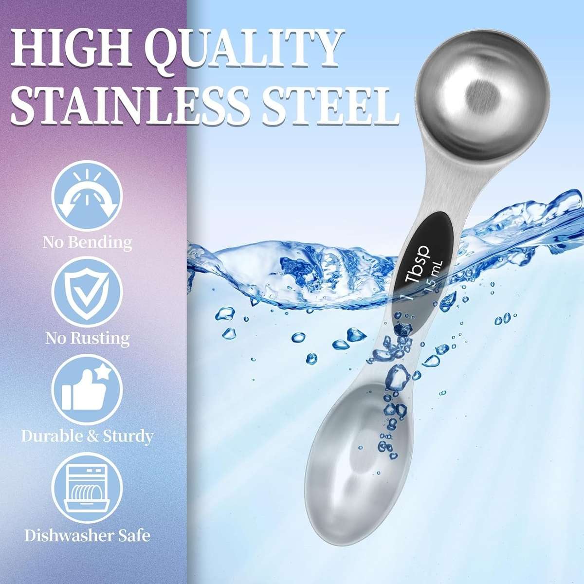 Magnetic Measuring Spoons Set 8-Piece Stainless Steel Dual-Sided Nesting with Leveler