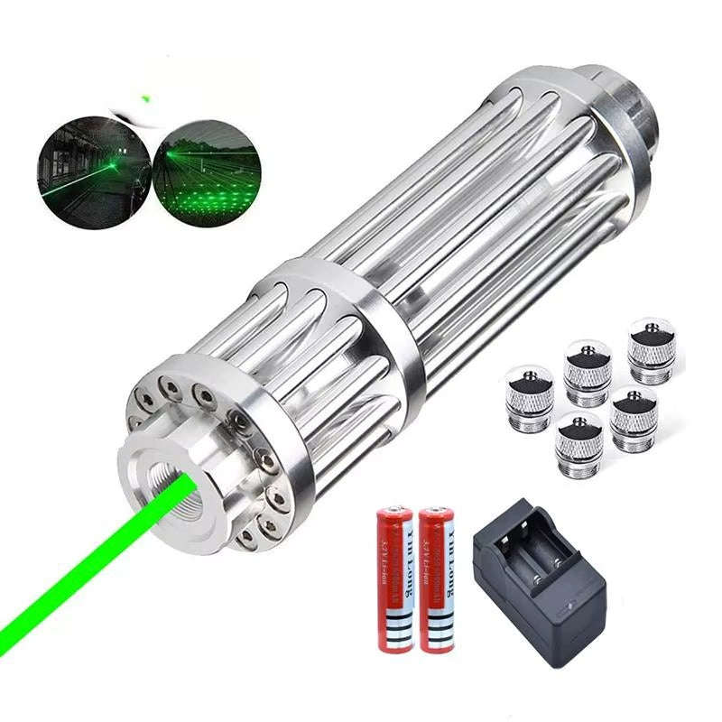 Green Laser Pointer 500mW Adjustable Focus  Long-Range Class B with Glasses, Beam Caps & Case ...