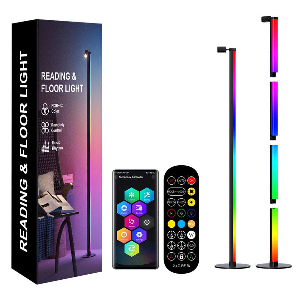 RGBIC Floor Lamp 1425mm with Reading Light  Stepless Dimming  App & Remote  DIY Height ...