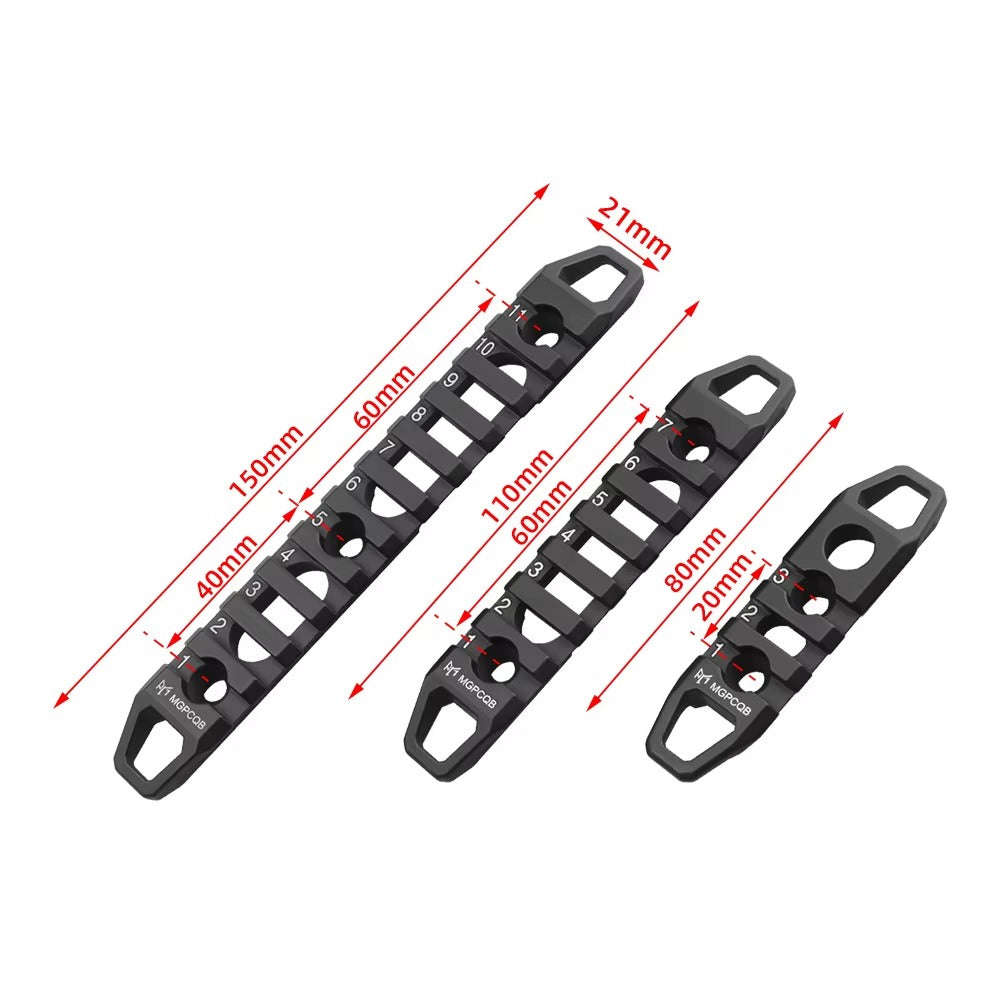 Tactical Picatinny Rail Set  150mm/110mm/80mm Black 20mm Mount