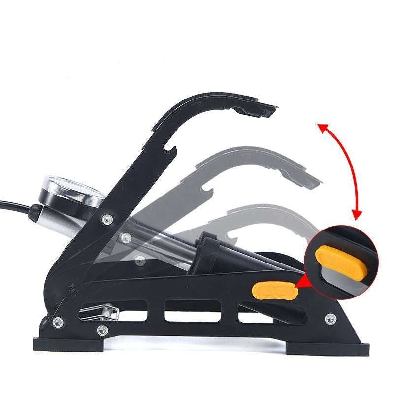 Foot Pump with Gauge  High-Pressure Steel Frame Pedal Inflator  Multi-Valve Compatibility