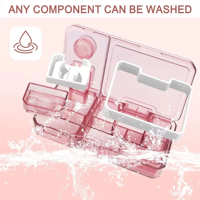 3-in-1 Pill Organizer 121×69×18mm ABS Plastic  Travel Medicine Storage with Cutter & Grinder...