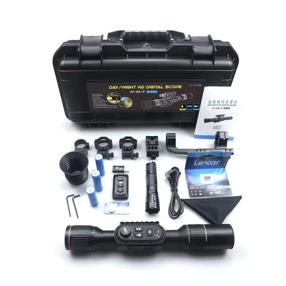 Rifle Scope 324x Aluminium Alloy 4K UHD Smart Ballistic Rangefinder Night Vision  Black 9002