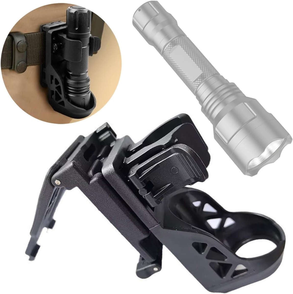 Tactical Flashlight Belt Holster Holder Clip Adjustable ABS Plastic for 25-63.5 mm (1-2.5 in) Fla...