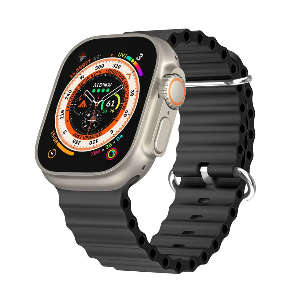 6-in-1 Smart Watch Combo  AMOLED Display + Fitness Tracker + Charging + Ear Pods Black
