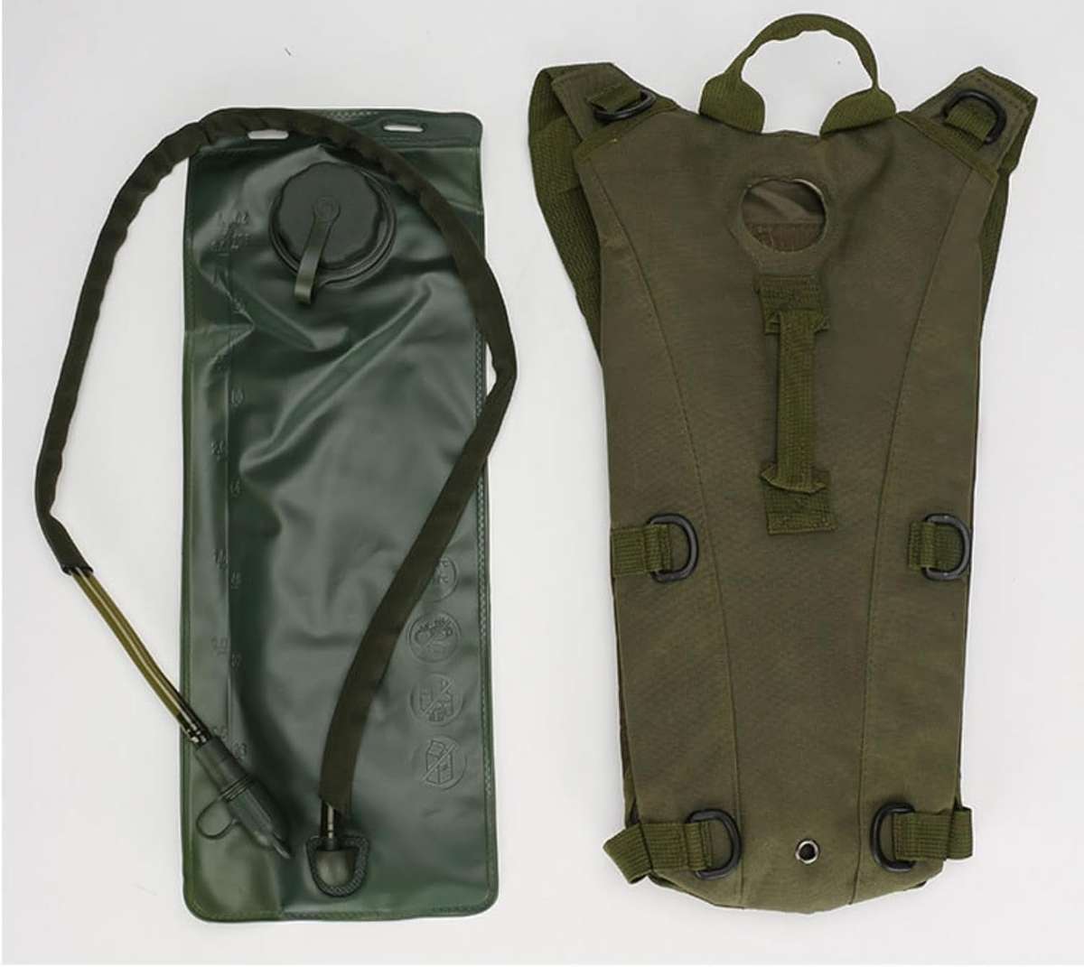 3L Tactical Hydration Backpack with Leakproof Bladder  Oxford Fabric  Black/Green/Khaki Green