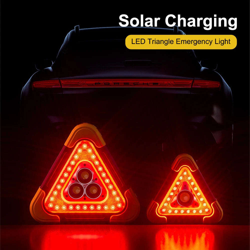 Solar Warning Triangle with LED Light, Power Bank & Flashlight  5 Light Modes