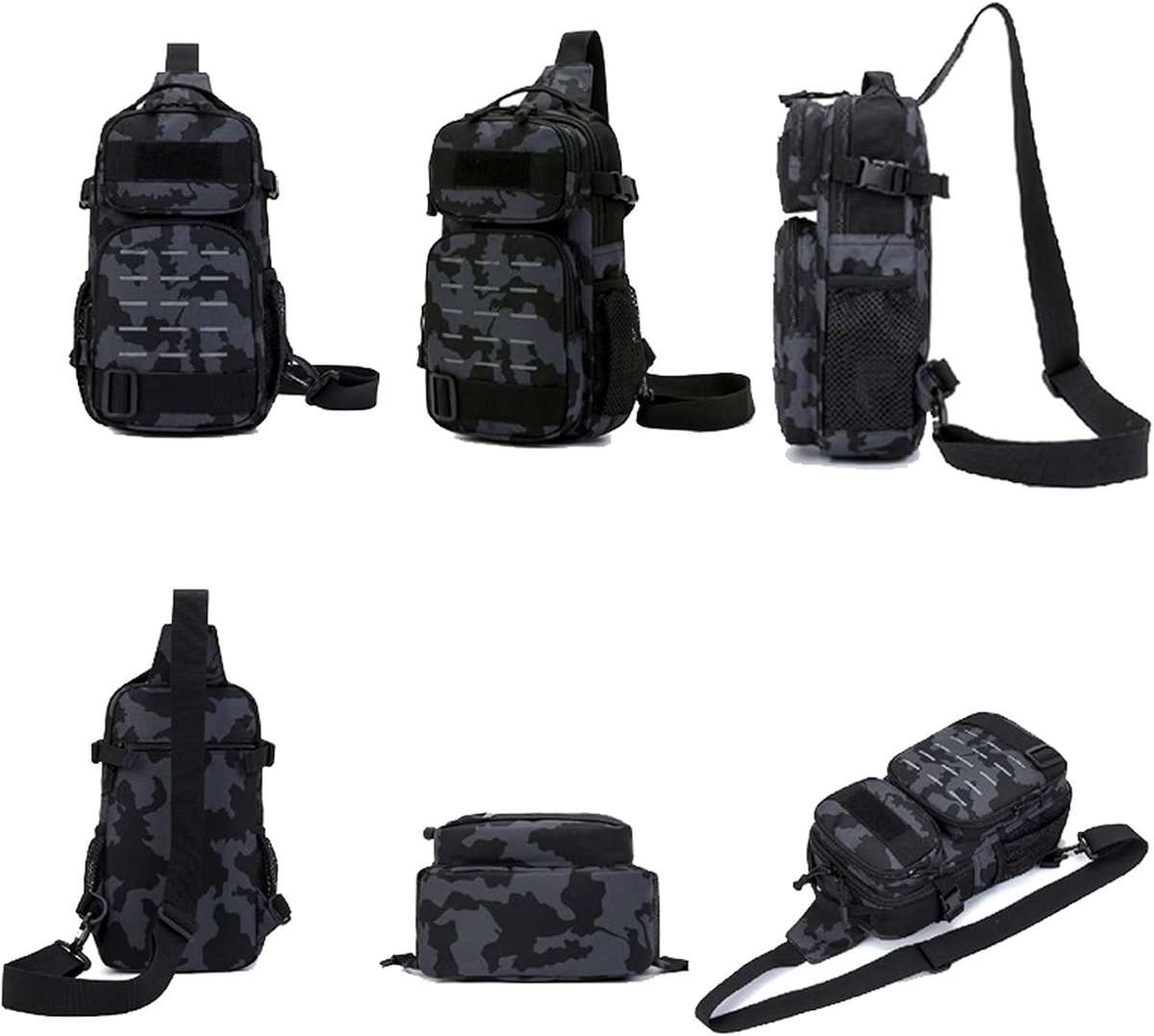 Tactical Chest Sling Bag 18x12x32cm - 900D Nylon - Water-Repellent Black CP