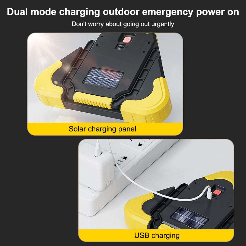 Solar Warning Triangle with LED Light, Power Bank & Flashlight  5 Light Modes