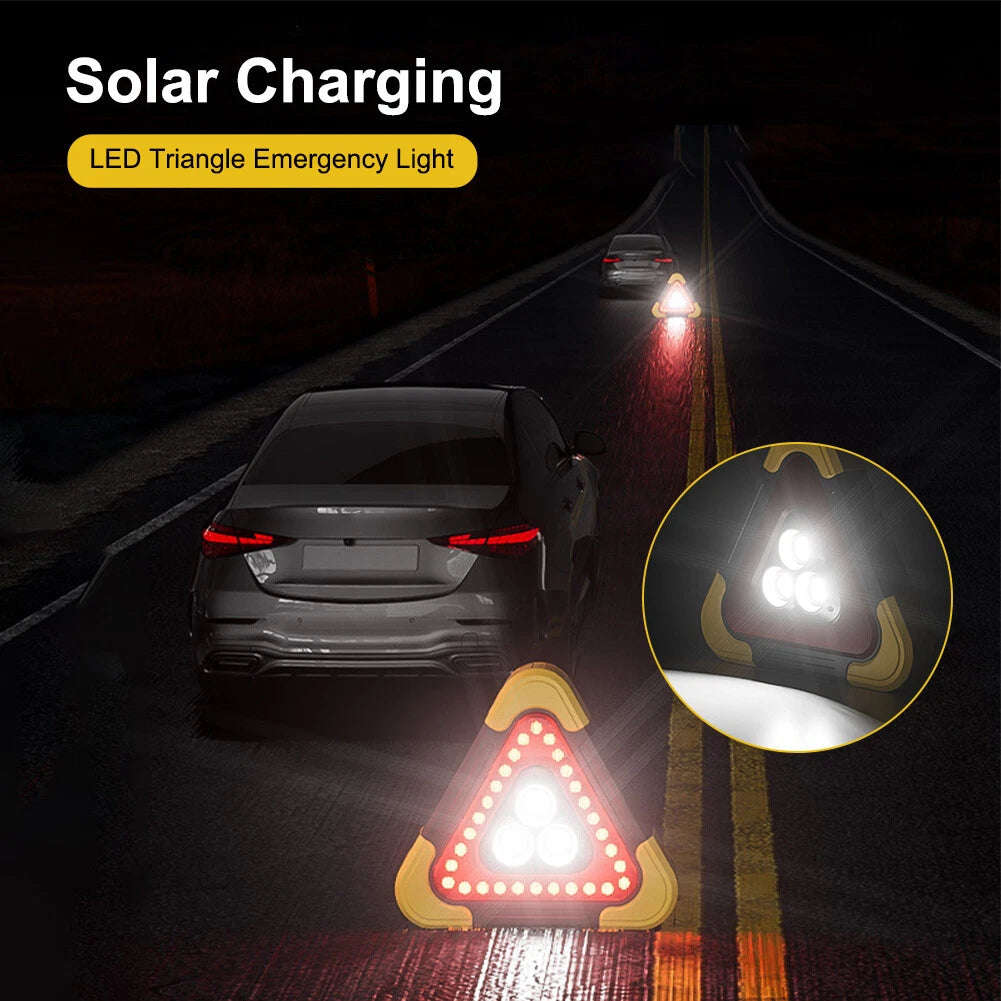 Solar Warning Triangle with LED Light, Power Bank & Flashlight  5 Light Modes