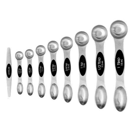Magnetic Measuring Spoons Set 8-Piece Stainless Steel Dual-Sided Nesting with Leveler