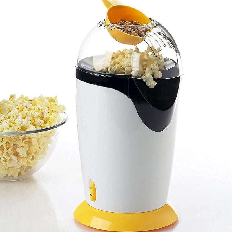 1200W Hot Air Popcorn Maker 230V EU Plug, 2.5L Capacity, Oil-Free, ABS, White & Yellow Compact De...