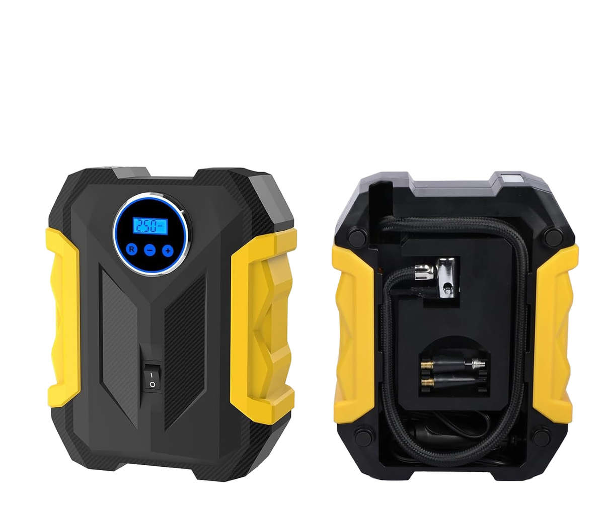 Digital Tyre Inflator 150PSI 12V  Fast Air Compressor with Auto Shut-Off, LED Display & 4 Nozzles