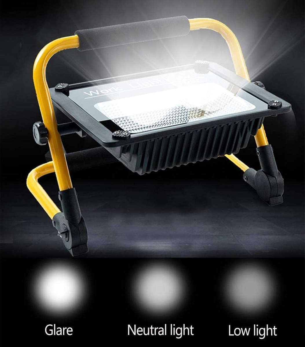 50W Rechargeable LED Work Light with Remote, IP67, 6500K, 5000mAh, Micro-USB