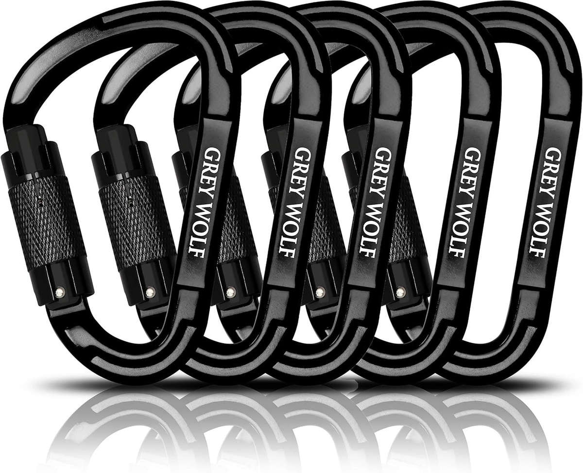 Aluminium Alloy Carabiner 25kN  3-Way Auto Locking Gate  Matte Black  CE0321 EN362  I...