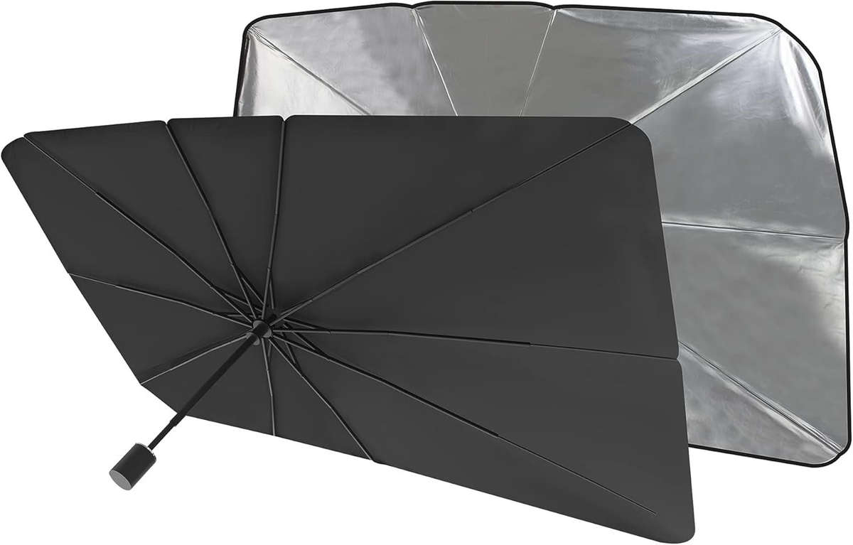 Windshield Sun Shade 145×79cm  Reflective UV Blocker  Foldable Car Visor