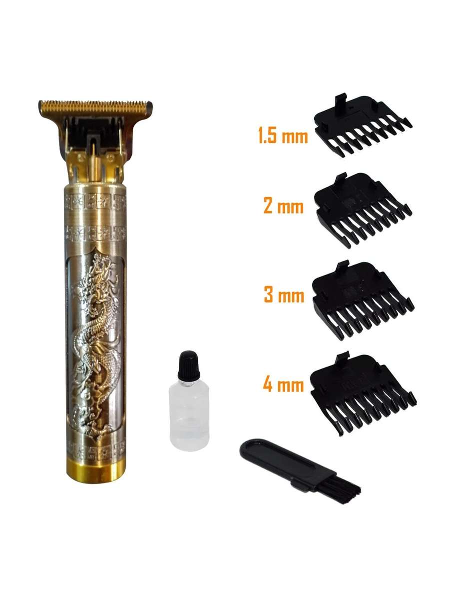 Cordless Hair Clipper 120min USB-C Rechargeable  Stainless Steel Blade  4 Guide Combs Dragon