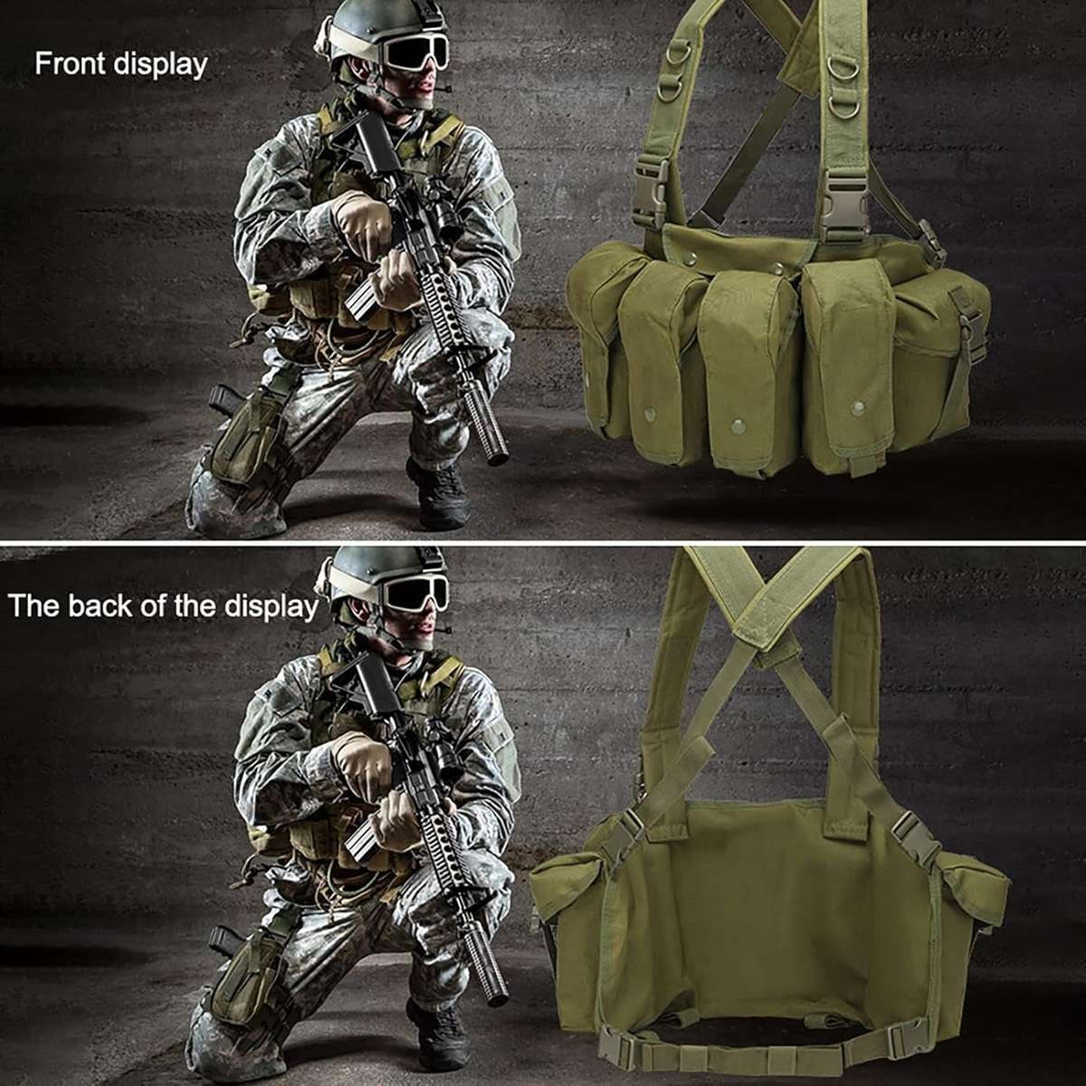 Tactical Chest Rig 600D Oxford Cloth 6Magazine MultiPocket Bandolier Vest  Adjustable Sh...