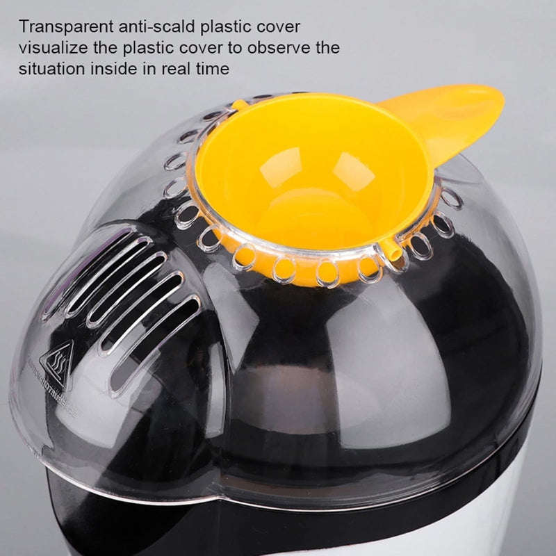 1200W Hot Air Popcorn Maker 230V EU Plug, 2.5L Capacity, Oil-Free, ABS, White & Yellow Compact De...
