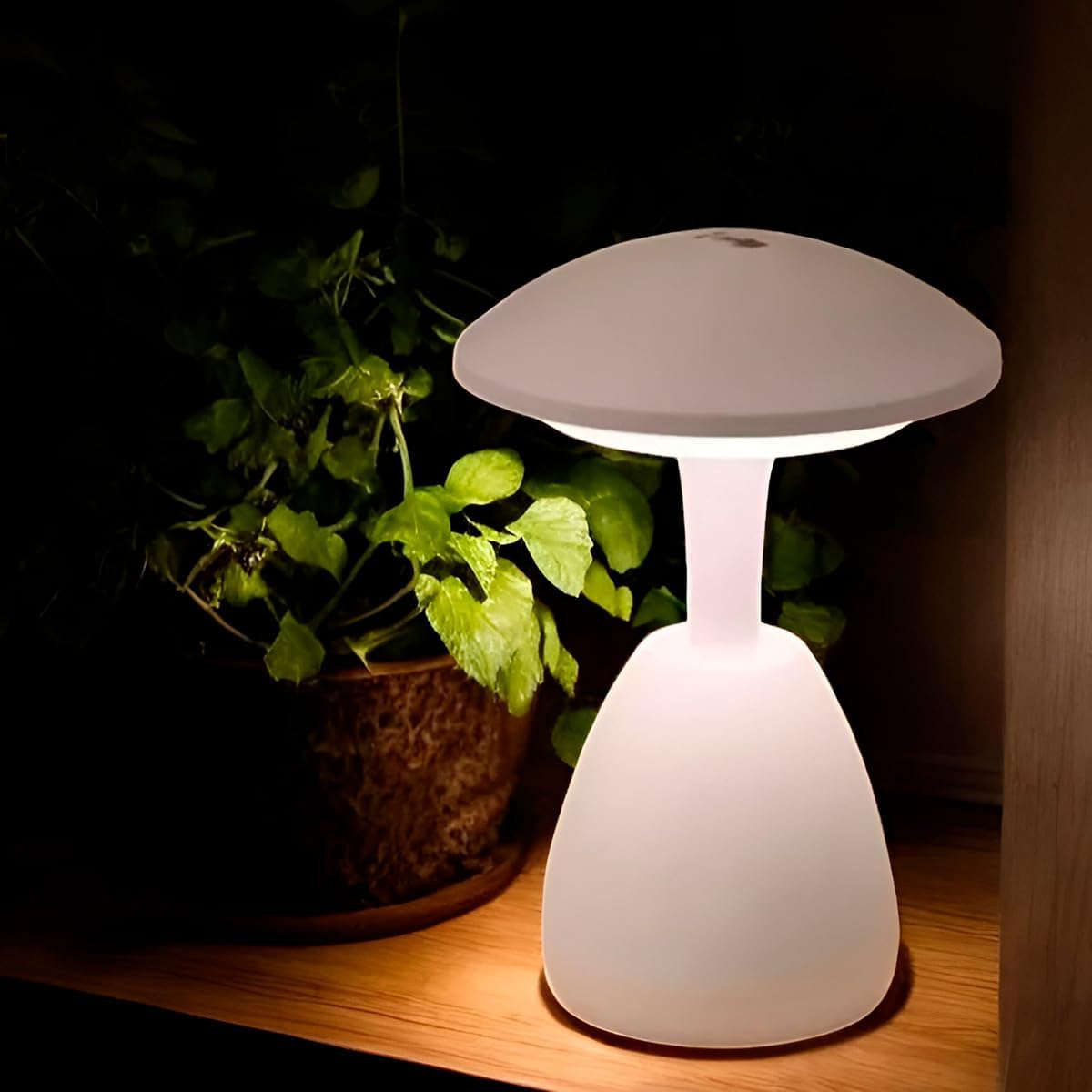 Rechargeable LED Mushroom Table Lamp with Touch Control, 3 Light Modes, 3000K-7000K, 1200mAh Battery