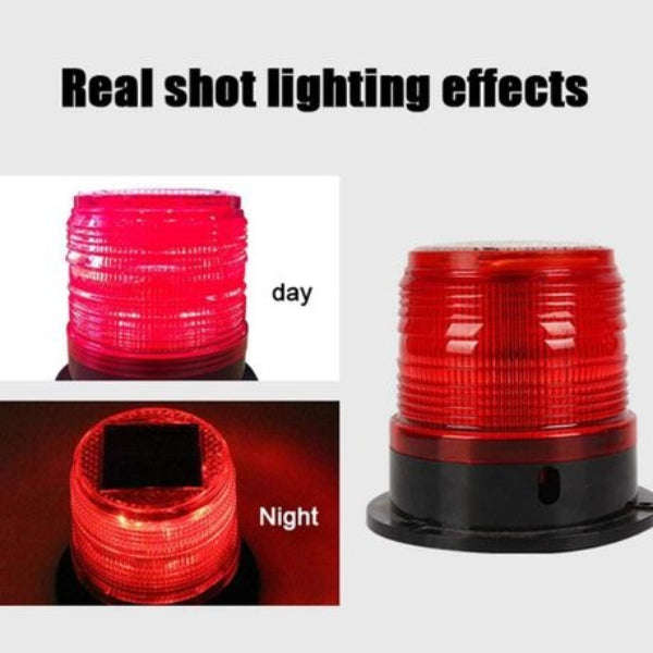 Solar Magnetic LED Safety Strobe Light  ABS Housing  Flash Modes  Red/Orange Emergency B...