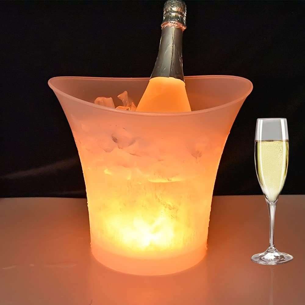 LED Ice Bucket 5L with RGB Lights and Bluetooth Speaker  Waterproof Plastic Party Cooler  W...