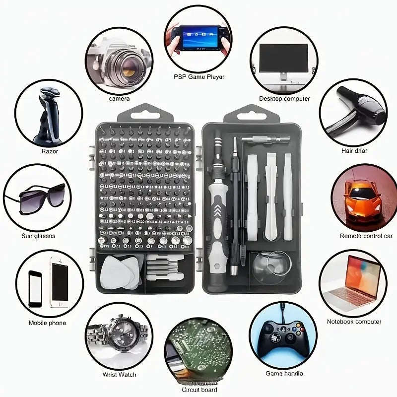 115-in-1 Precision Screwdriver Set  Multi-Bit Magnetic Repair Kit with Tweezers, Crowbars & Ca...