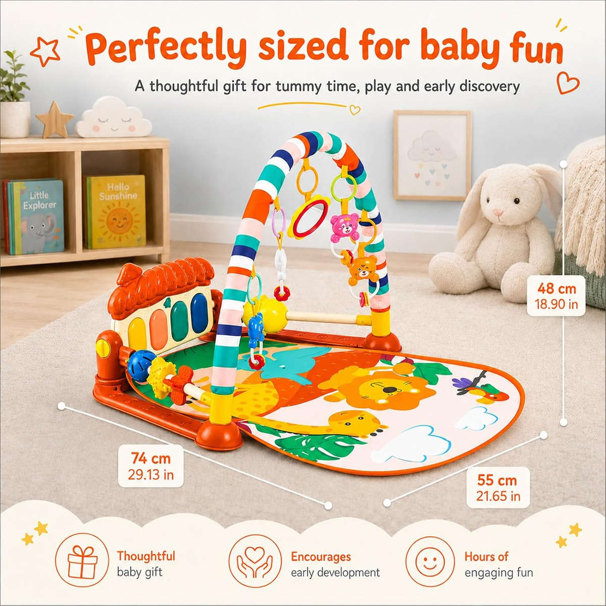 Piano Fitness Rack Baby Play Mat  Multi-Function Orange