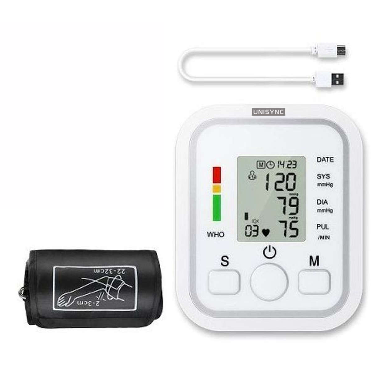 Fully Automatic Arm Blood Pressure Monitor  Digital LCD  Adjustable 2232cm Cuff  USB or ...