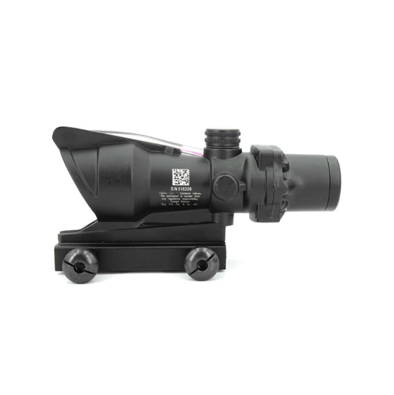 Illuminated Tactical Rifle Scope 4x32 Red Fiber Optic Sight  ACOG Style  Matte Black  Pi...