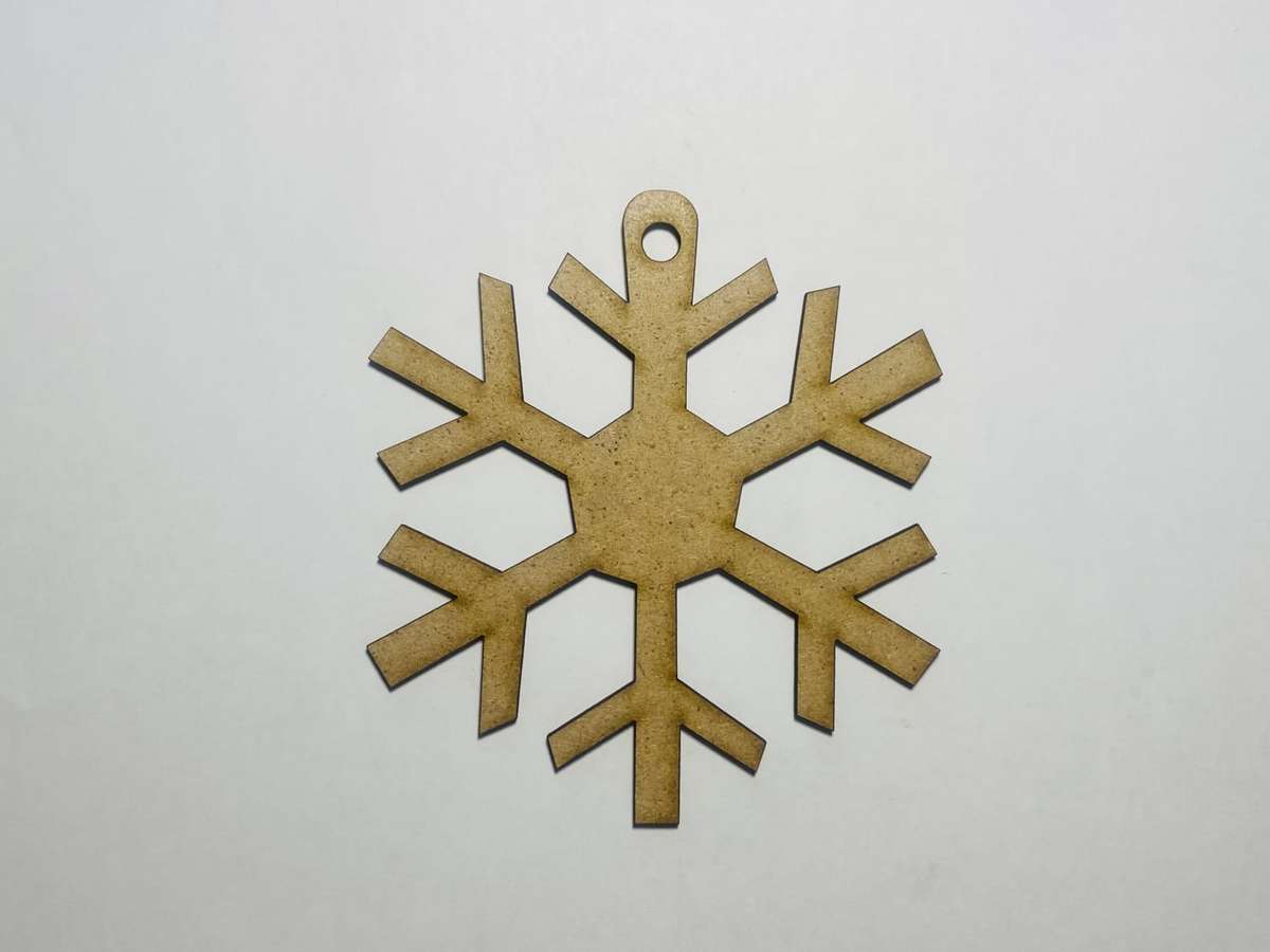 Laser Cut Christmas Unfinished Wooden Snowflake Ornament Hanging  76mm high