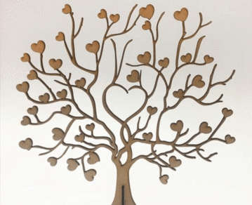 Cute heart tree - for wedding tables or jewellery - 300mm high - 3mm mdf