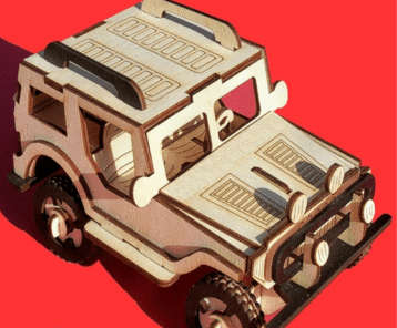 3D wooden Jeep model - puzzle - 150 x 300mm