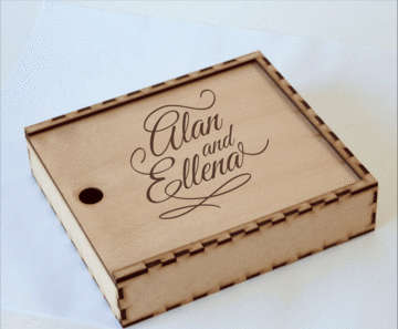 Photography wedding  USB box with sliding lid - 3mm - 155 x175 x 42mm