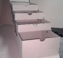 4 Tier wooden pivoting storage box - 6mm - 420 h x 340 w x 360 l