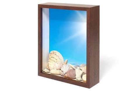 Wooden Box frame with perspex 250mmx250mmx40mm - unpainted