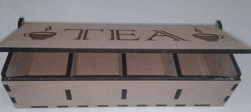 Tea box 4 division -  320 x 120 x 80mm wooden