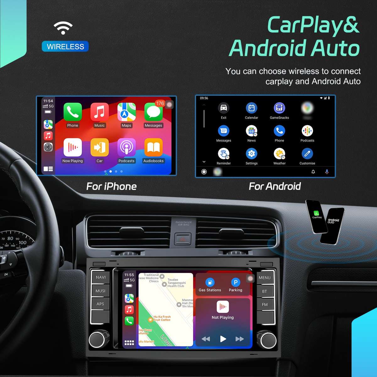 Volkswagen Touareg 2004-2010 OEM Look | 9" Android Touch Screen Radio | Wireless CarPlay & Androi...