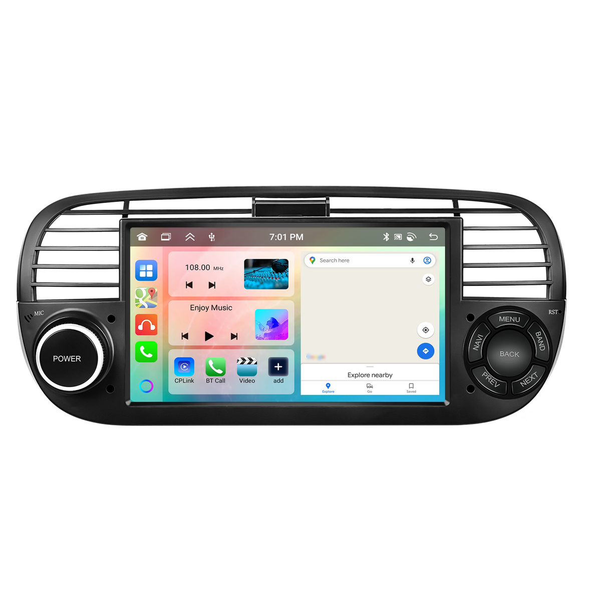 Fiat 500 20072015 OEM Android Radio | Physical Buttons | 4GB | CarPlay | Blackbelt Audio SA