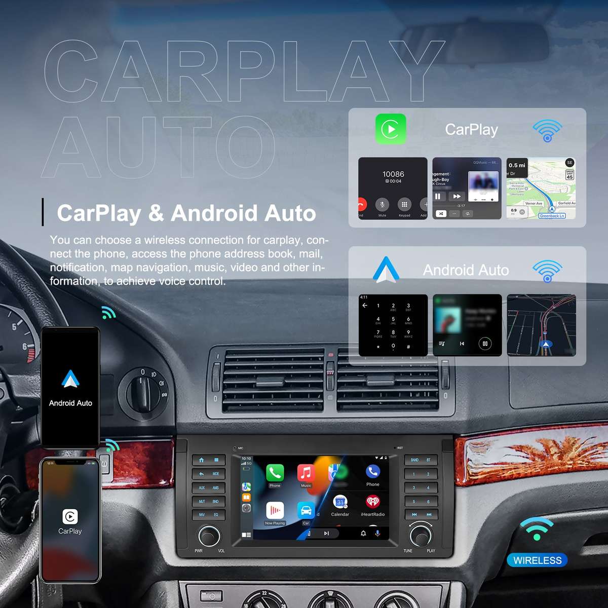 BMW 5 Series E39 & E53 OEM Look | 9" Android Touch Screen Radio | Wireless CarPlay & Android Auto...