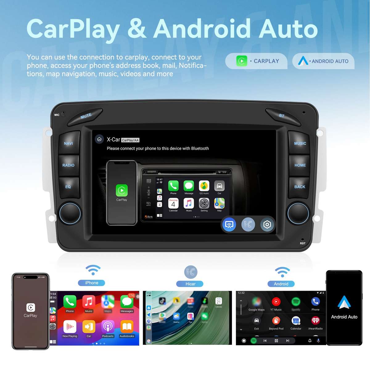 MERCEDES-BENZ C-Class (20002005) OEM Look | 9" Android Touch Screen Radio | Wireless CarPlay &...