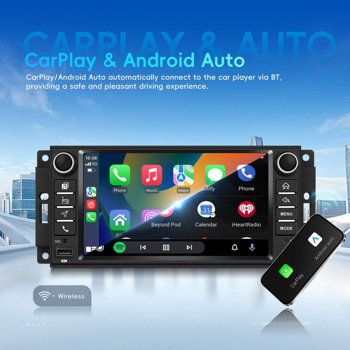 JEEP Wrangler (20092018) OEM Look | 9" Android Touch Screen Radio | Wireless CarPlay & Android...