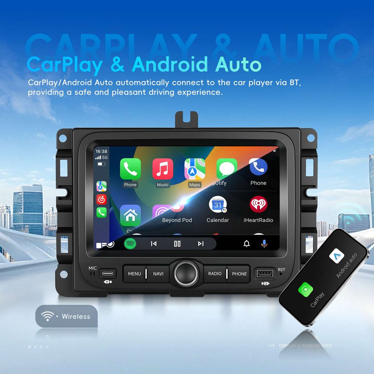Jeep Renegade (20162020) OEM Look | 9" Android Touch Screen Radio | Wireless CarPlay & Android...
